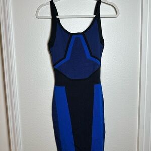 Leith Blue and Black Sleeveless Bodycon Mini Dress